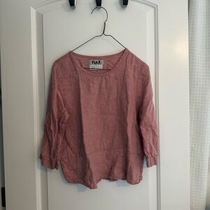 Flax Women's Pink linen Top in Petite